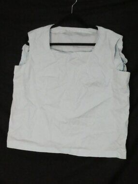 Handmade Blue Boxy Square Neck Sleeveless Top - P2P 22.5" measured